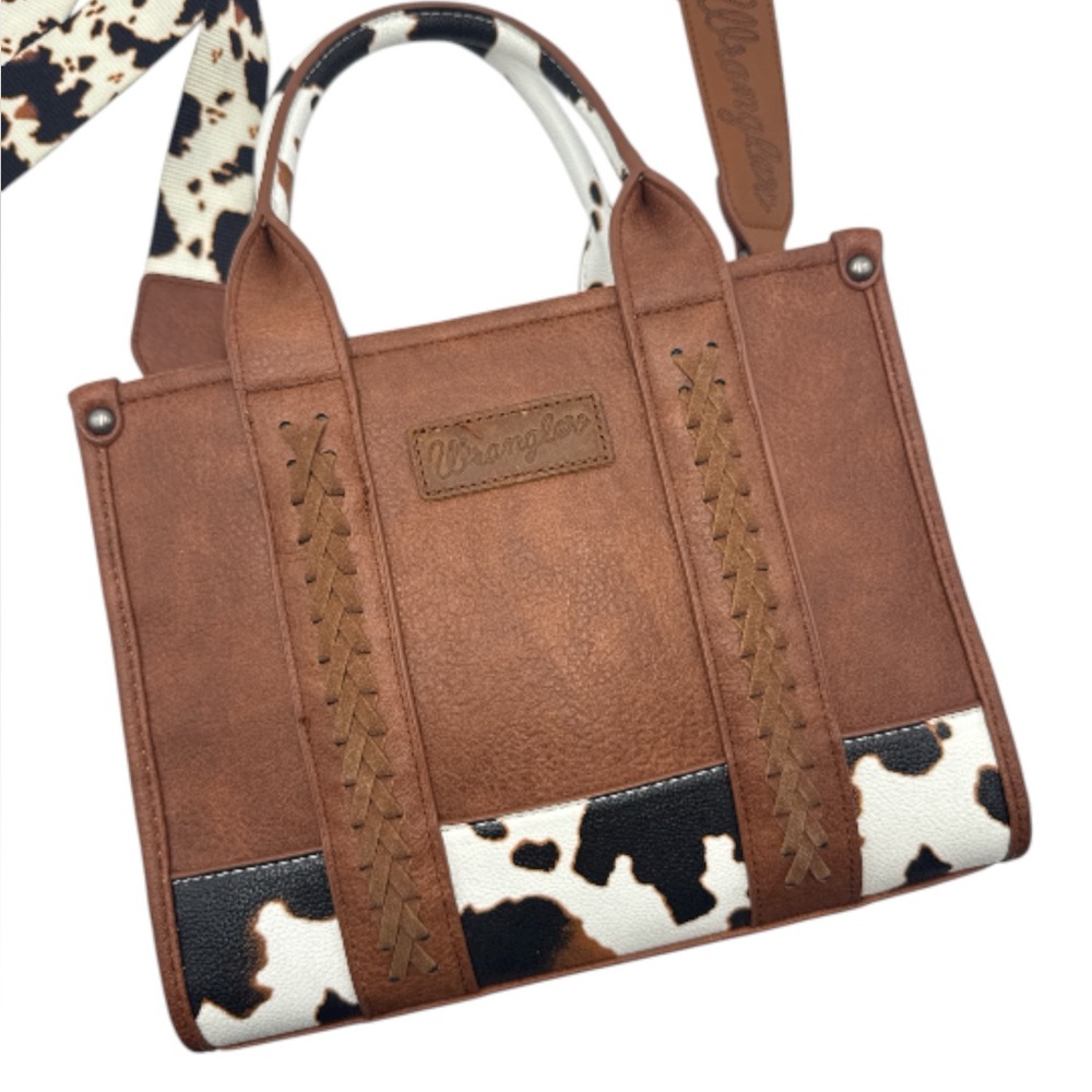 NWOT-Wrangler cow print satchel